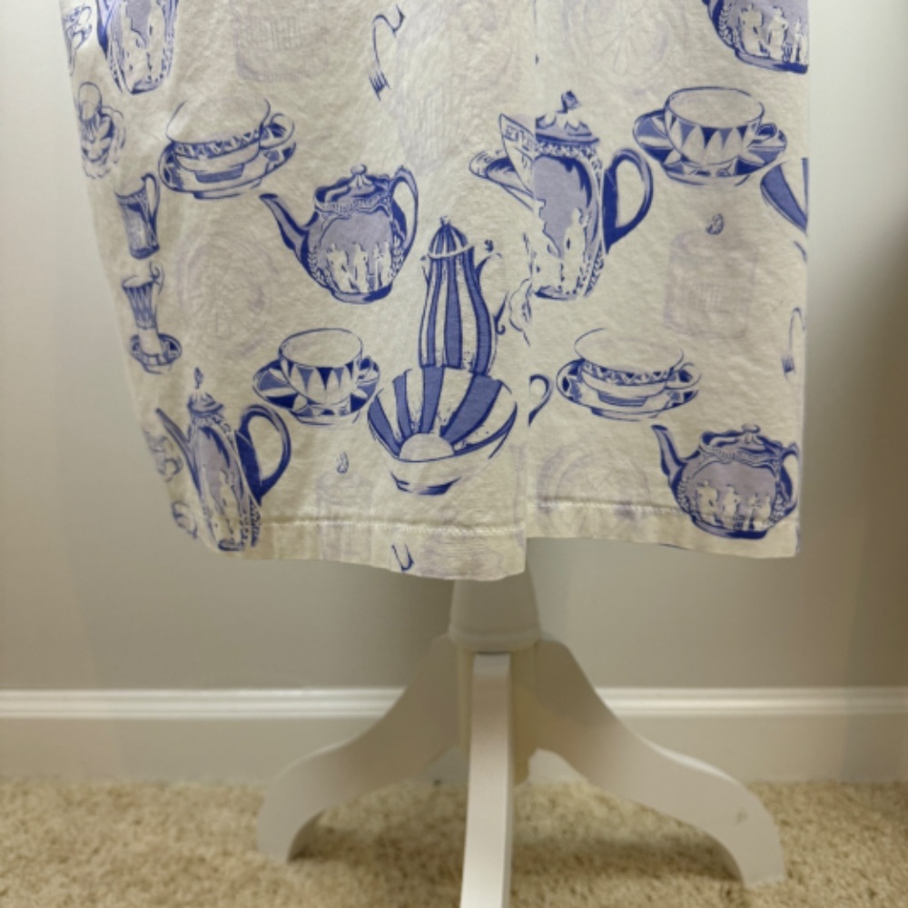 SUSAN DUNN MARISA CHRISTINA Tea Coffee Cup Graphics White & Blue Robe / OSFA - Picture 4 of 14